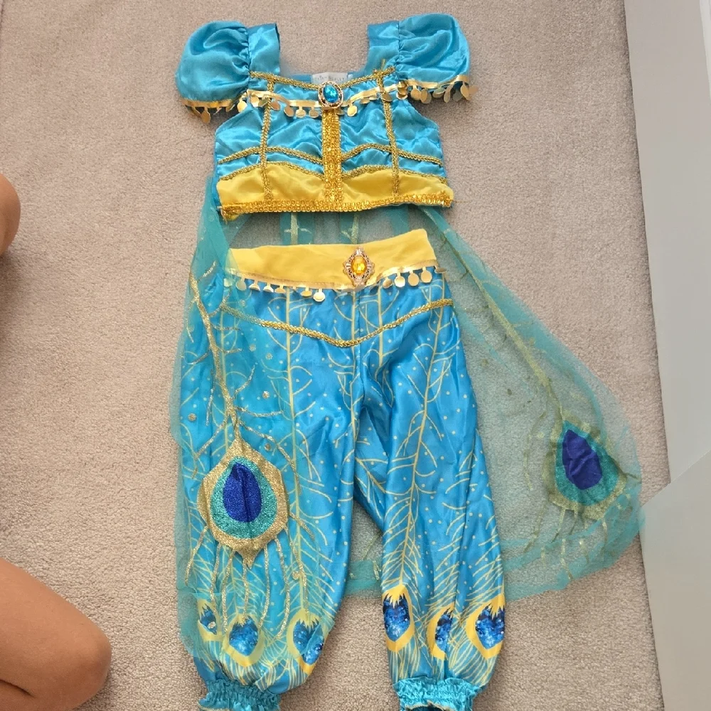 Sparkling Blue and Gold Peacock Costume for Kids - Picture 1 of 5